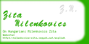 zita milenkovics business card